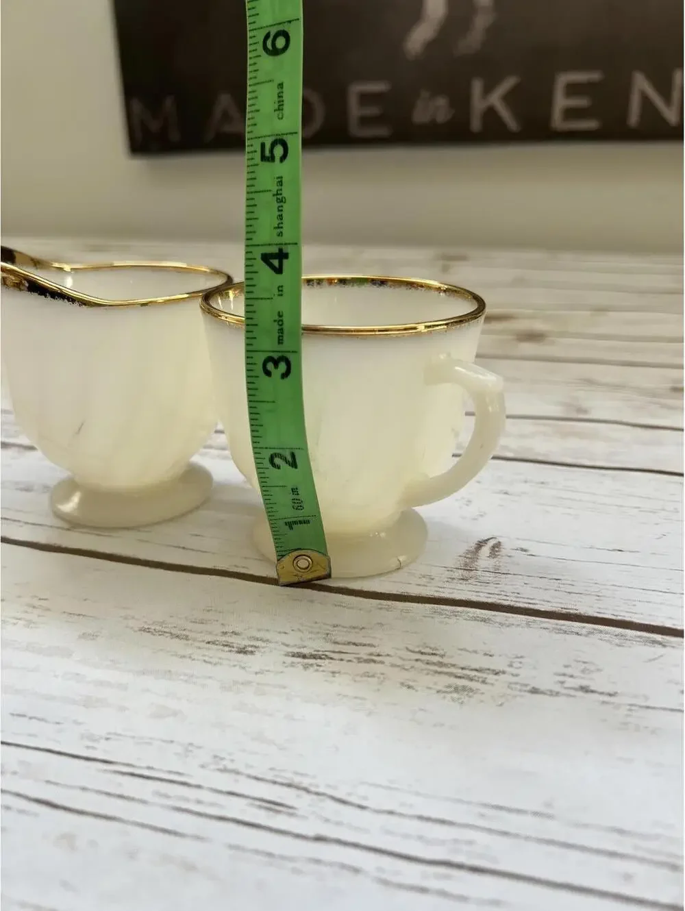 Vintage Fire King Cream and Gold Creamer and Sugar‎ Set
